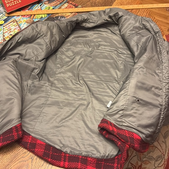 Toad&Co Breckinridge Parka Mahogany red plaid wool puffy hybrid jacket pockets M - Picture 3 of 14